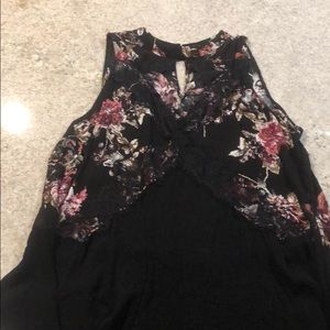 Black floral tank top
